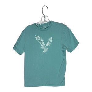 American Eagle Outfitters Men's Teal Graphic T-Shirt. Size Small.